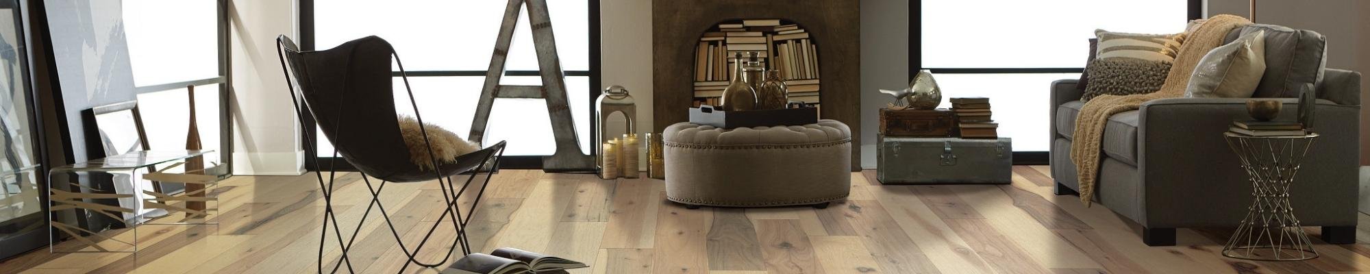 Living room with hardwood flooring from A Touch Of Magic Flooring in Emerald Isle, NC